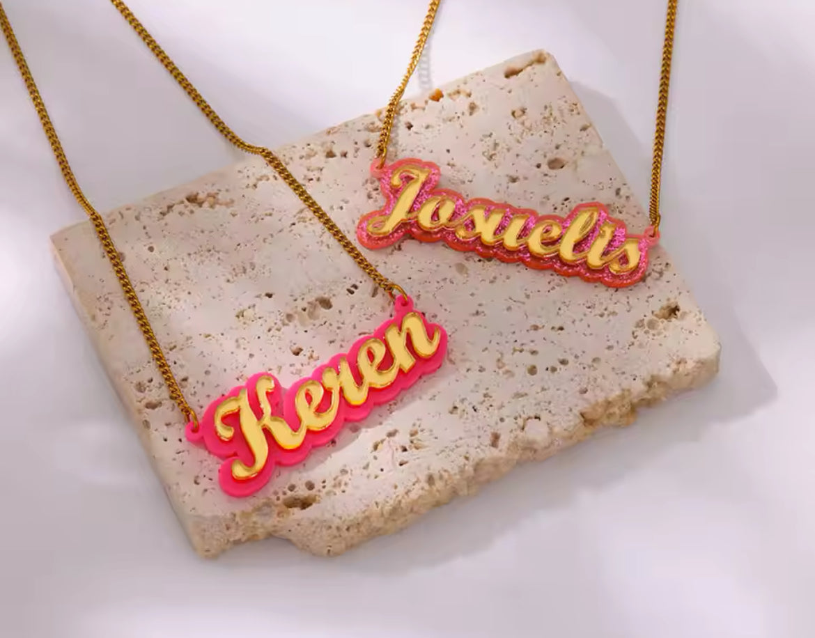 "Caramel Drip" Nameplate Necklace