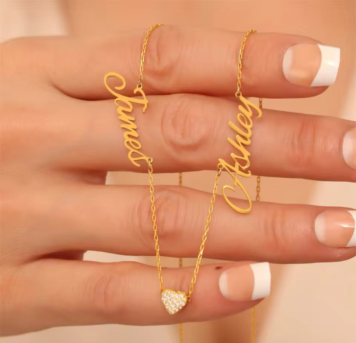 "Parfait" Double Name with Heart Necklace