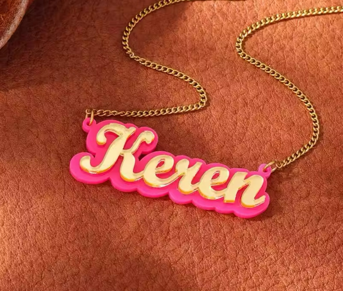 "Caramel Drip" Nameplate Necklace