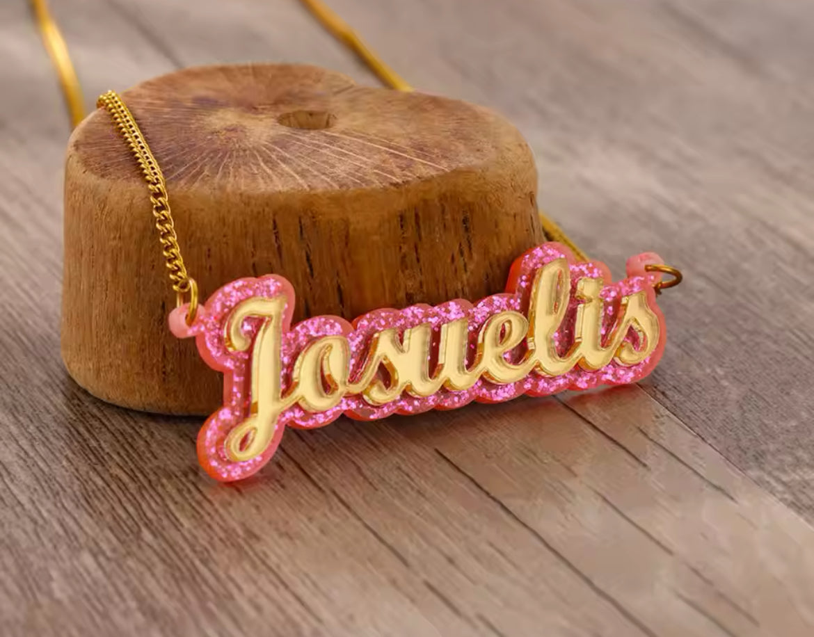 "Caramel Drip" Nameplate Necklace