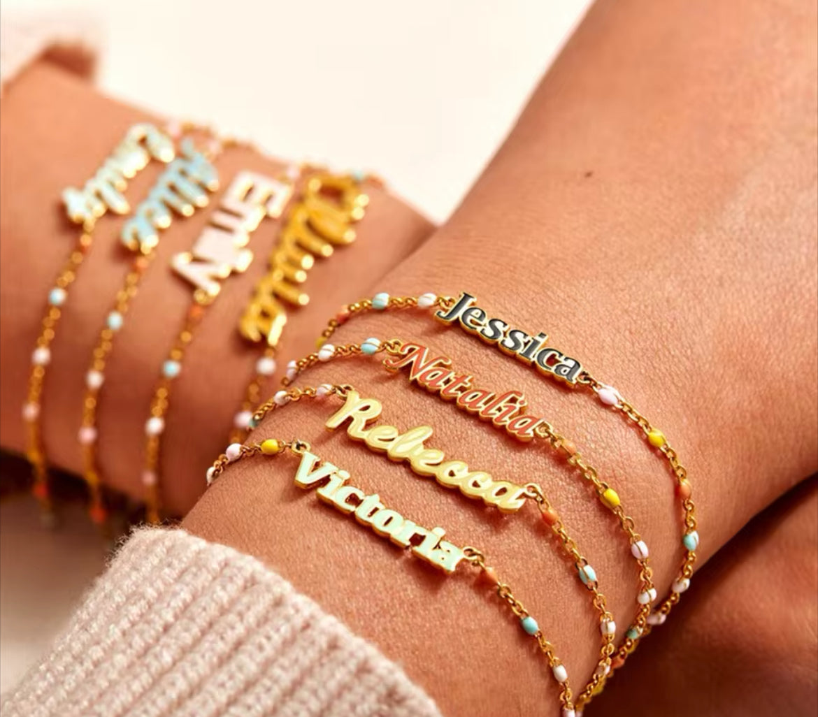 Colorful Confection Enamel Name Bracelet
