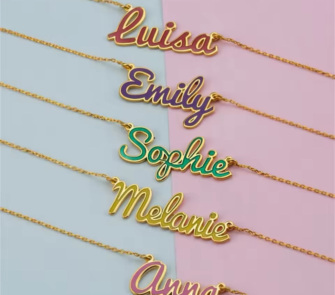 Cotton Candy Charm Name Necklace