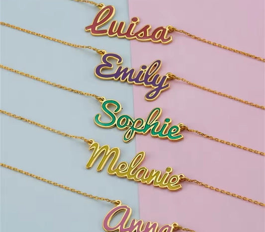Cotton Candy Charm Name Necklace