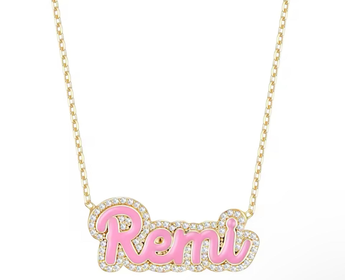 Crème Brûlée Nameplate Necklace